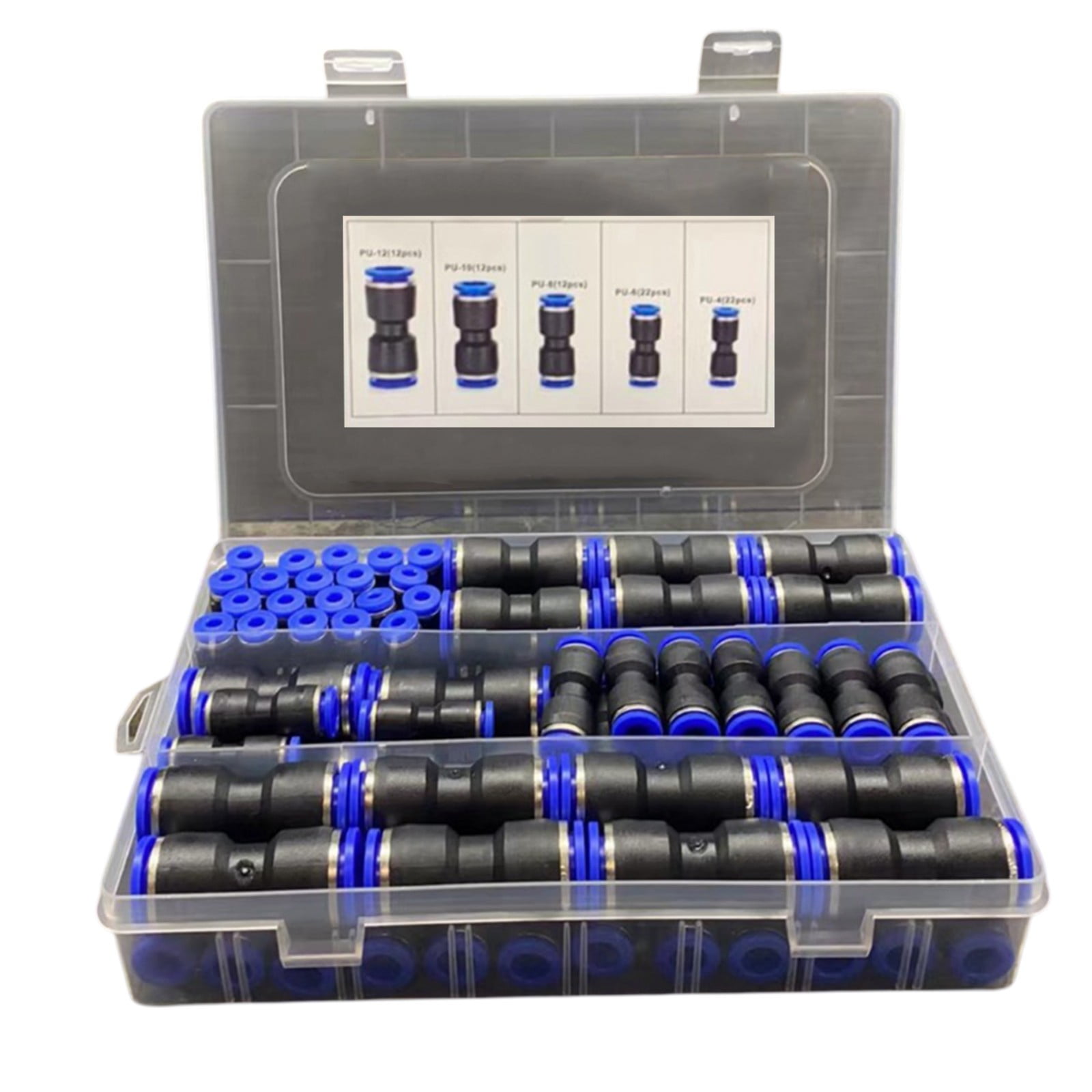 80pcs Quick Connect Straight Push Connector 5/32" 1/4" 5/16" 3/8" 1/2" inch
