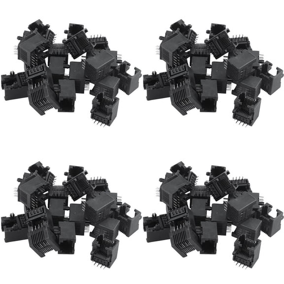 80pcs RJ45 8P8C Computer Internet Network PCB Jack Socket Black