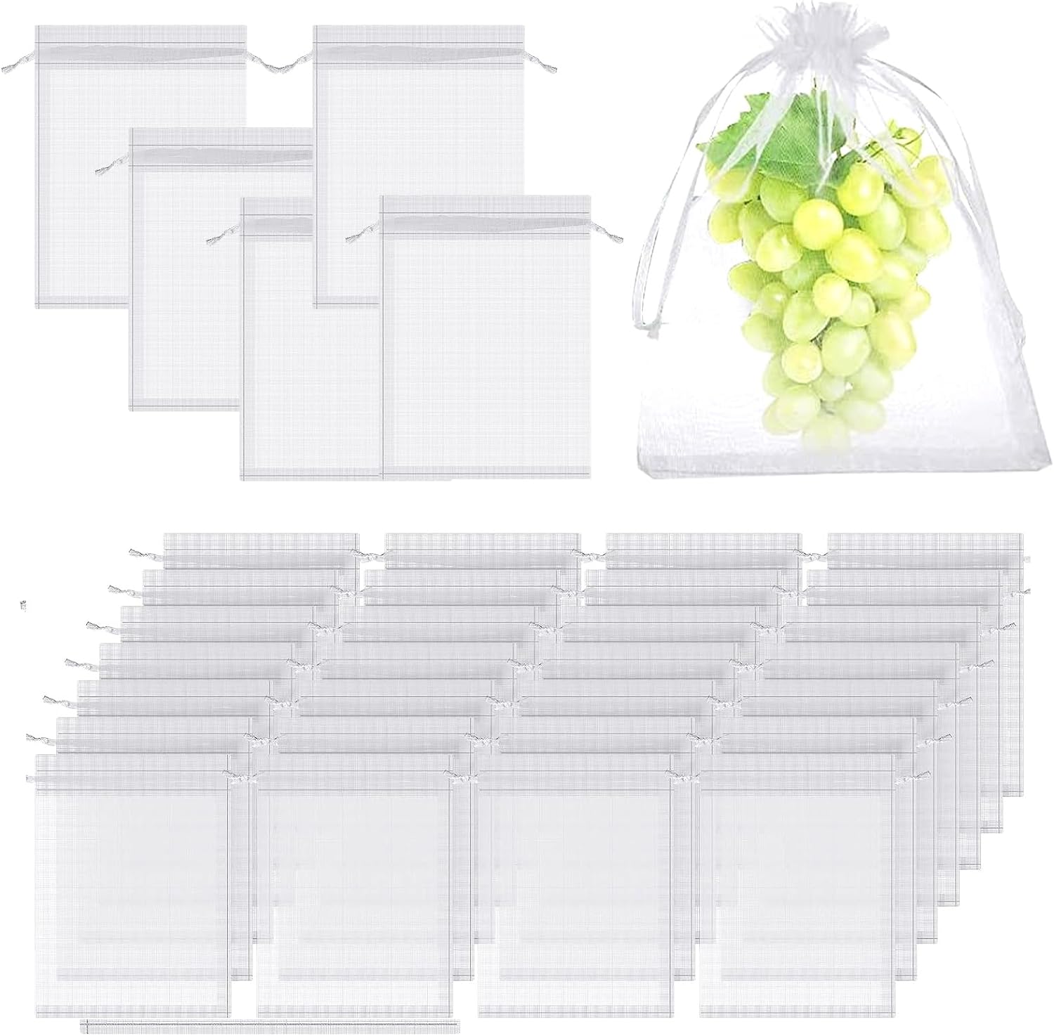 80pcs Reusable Fruit Protection Bags White Netting Mesh for