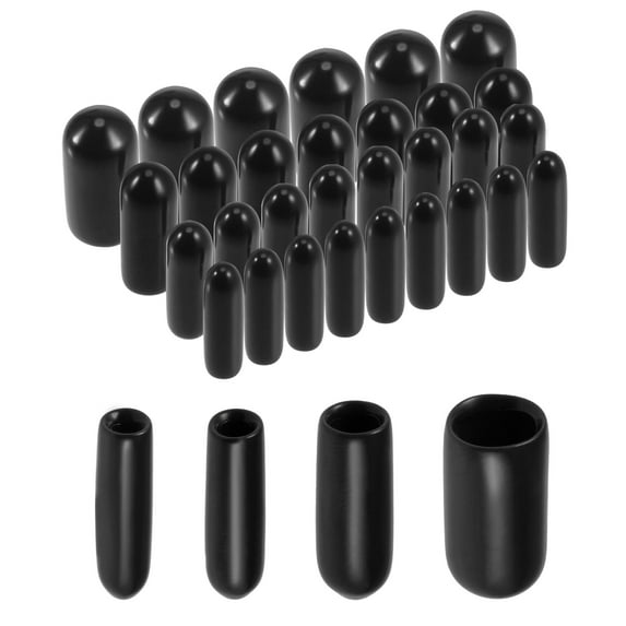 80pcs Round Rubber End Caps 3/32" 1/8" 5/32" 1/4" Black Vinyl Cover Screw Thread Protectors Assortment