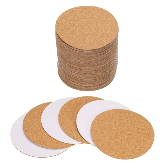 80pcs Self Adhesive Cork Coasters 3.1"x 3.1"x 0.04" Cork Mats Cork Tiles Cork Backing Sheets, Circle