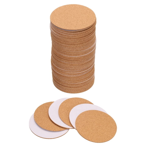 80pcs Self Adhesive Cork Coasters 3.5"x 3.5"x 0.08" Cork Mats Cork Tiles Cork Backing Sheets, Circle