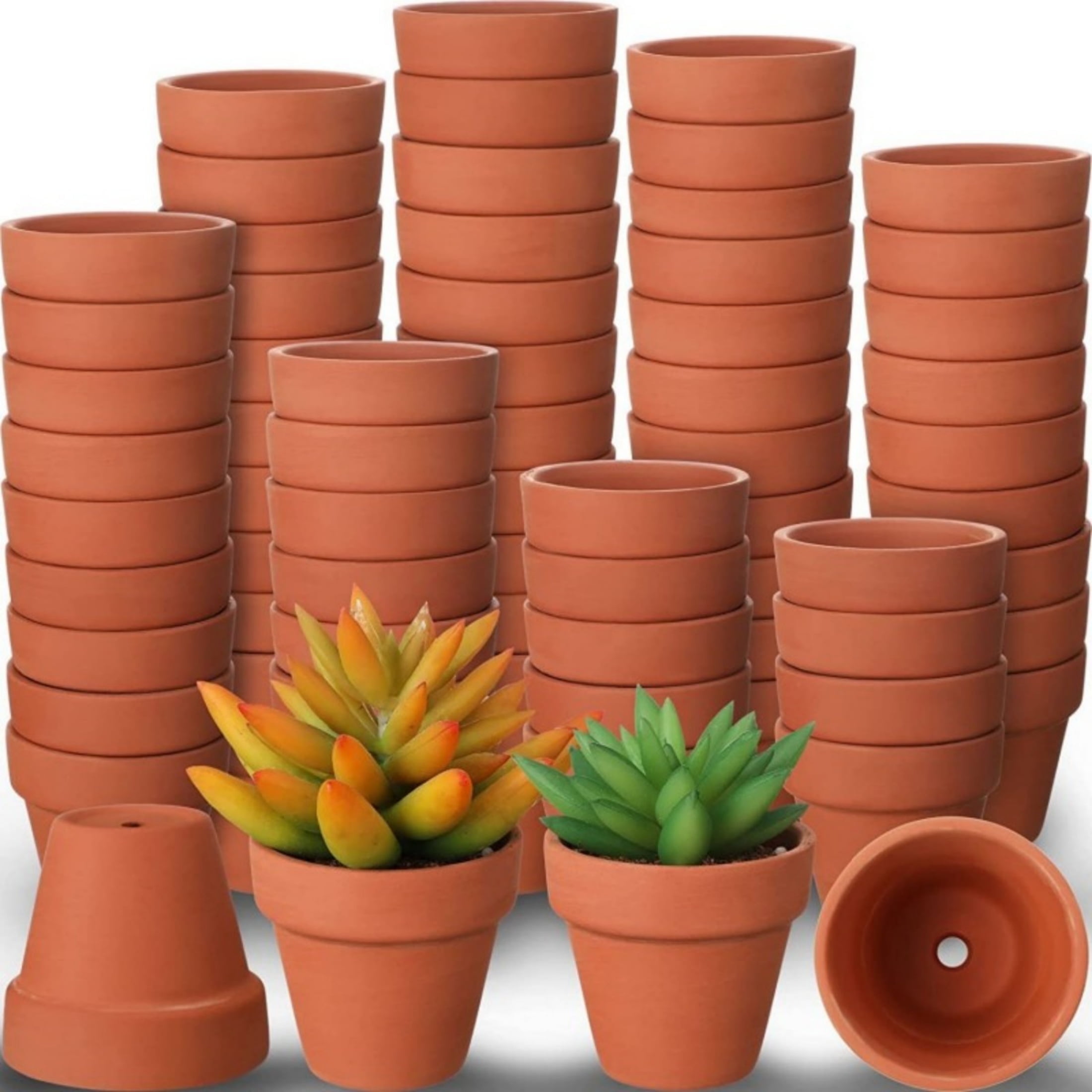100pcs Small Mini 1.3" Terracotta Pot Clay Ceramic Pottery Planter, Cactus Flower Nursery Terra Cotta Pots, with Drainage Hole, for Indoor/Outdoor Succulent Plants, Crafts, Wedding Favor