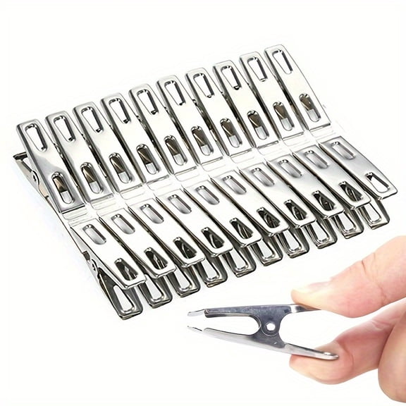 80pcs Stainless Steel Windproof Clips - Heavy Duty Rust-Proof Clamps for Laundry Drying, Curtain Fixing & Outdoor Camping | Super Strong Grip, No-Slip Design, Clothes Pins