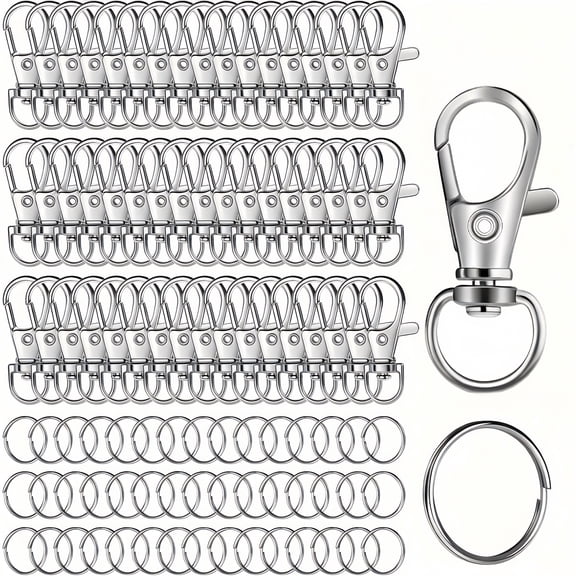 80pcs Swivel Lanyard Snap Hooks with 80pcs Key Rings, 160pcs Metal Keychain Clip Set for DIY Jewelry, Resin, & Crafting
