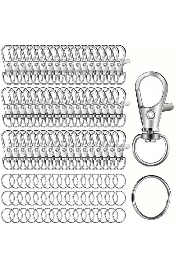 80pcs Swivel Lanyard Snap Hooks with 80pcs Key Rings, 160pcs Metal Keychain Clip Set for DIY Jewelry, Resin, & Crafting