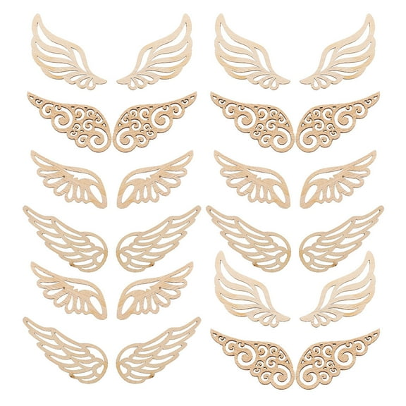 80pcs Unfinished Wood Angel Wings DIY Craft Supplies for Home Decor Wedding Christmas Decorations Adorable Wooden Embellishments