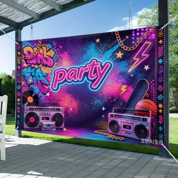 80s 90s Backdrop 90s Party Decorations Hip Hop Party Decorations for Photoshoot 90s Hip Hop Backdrop Home Decor Photo Booth Props (1) 51*59IN