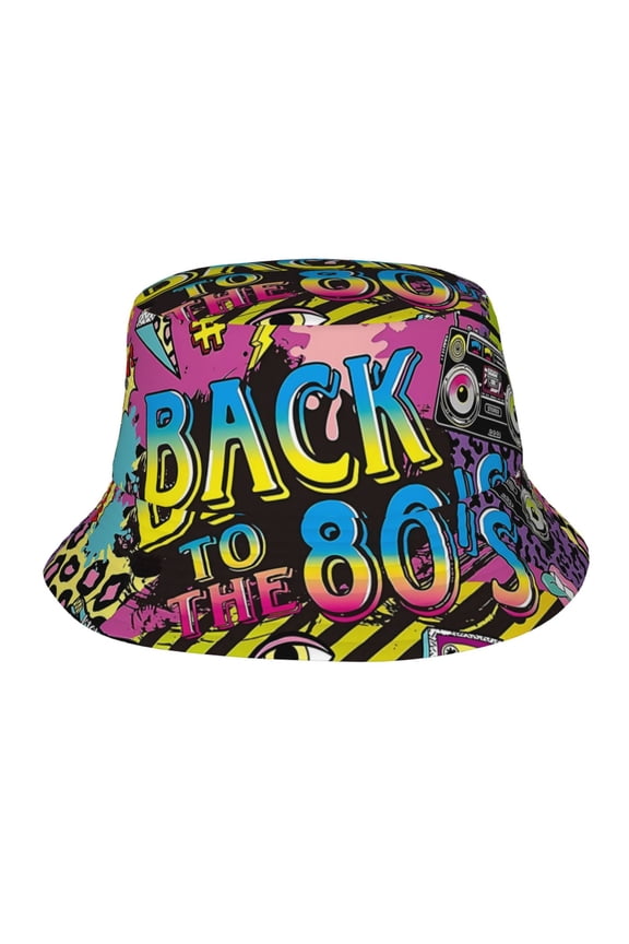 80s 90s Fashion Retro Bucket Hat for Men Women Funny Summer Beach Fishing Hat Packable Outdoor Sun Fisherman Hat