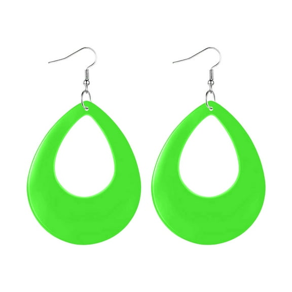 80s 90s Halloween Neon Water Drop Earrings Retro Acrylic Pendant Dangle Jewelry for Women Party Accessories