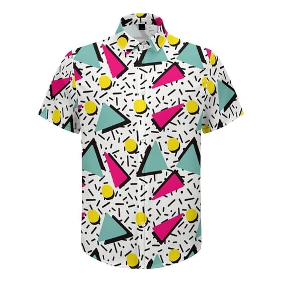 80s 90s Hawaiian Shirt for Men Vintage Button Down Short Sleeve Big and Tall Shirts Funny Party Disco Outfit Holiday Funny Nightclub Tees