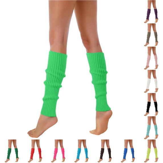 80s 90s Leg Warmers For Women Neon Ribbed Leg Socks Stylish Accessories Colorful Fluorescent Wool Knitted Sock Sleeves