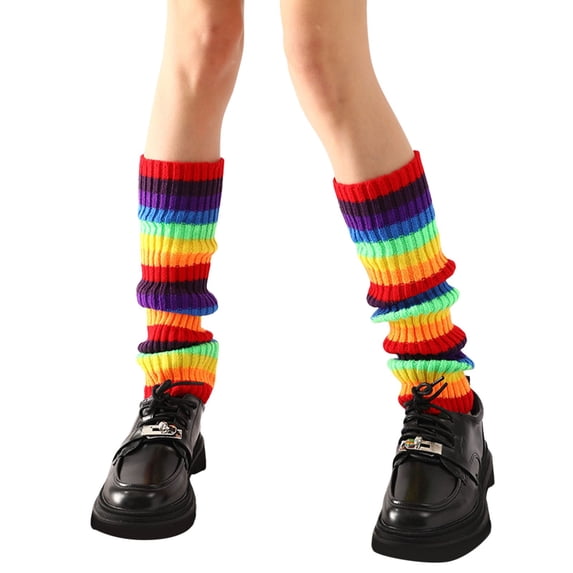 80s 90s Leg Warmers for Women Neon Ribbed Leg Socks Stylish Accessories Colorful Fluorescent Wool Knitted Sock Sleeves