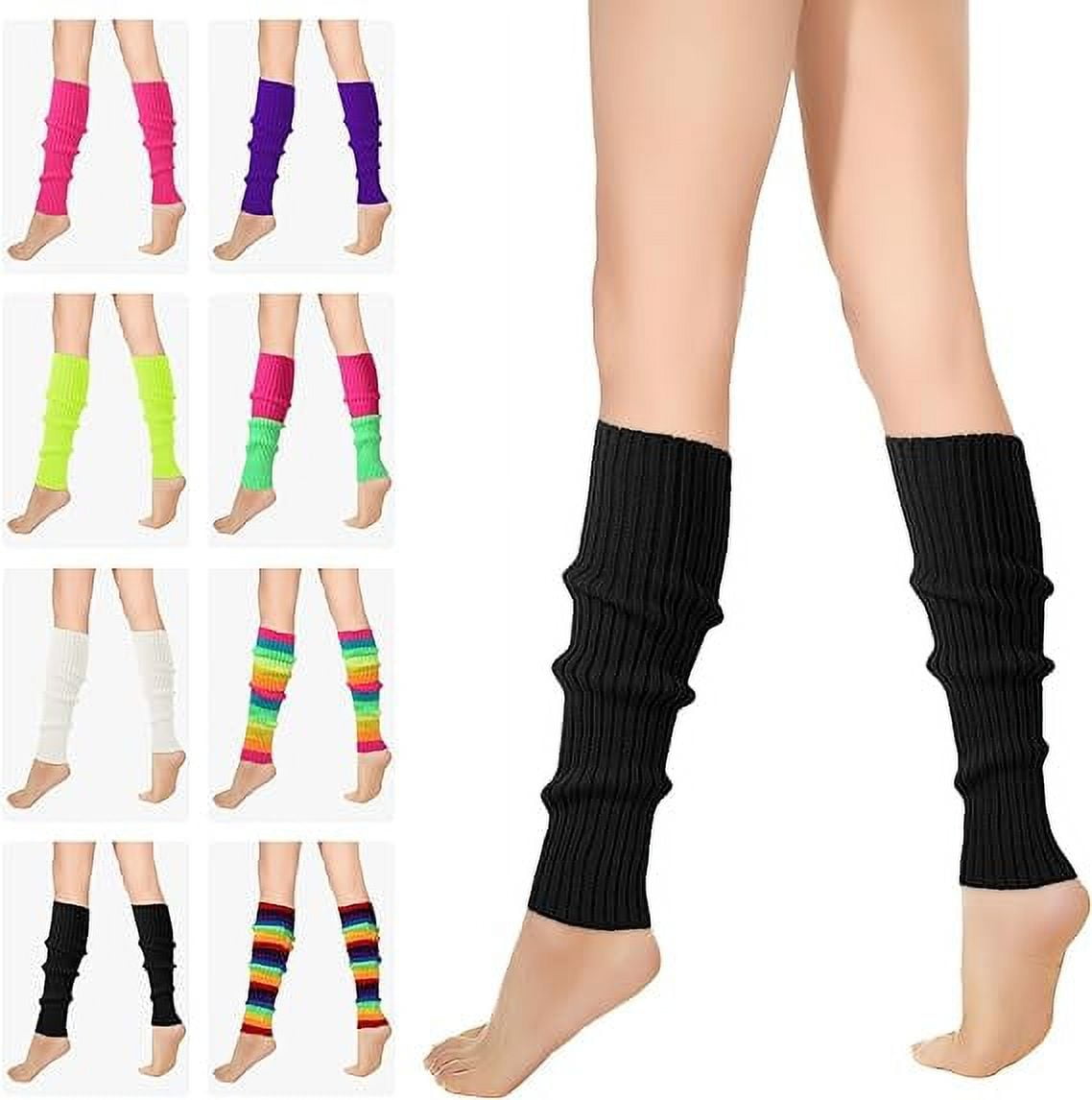 Vorkoi 80s 90s Leg Warmers for Women, Neon Ribbed Leg Socks