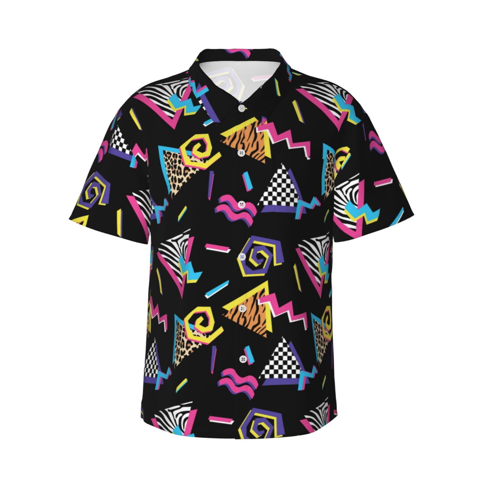 80s print button down