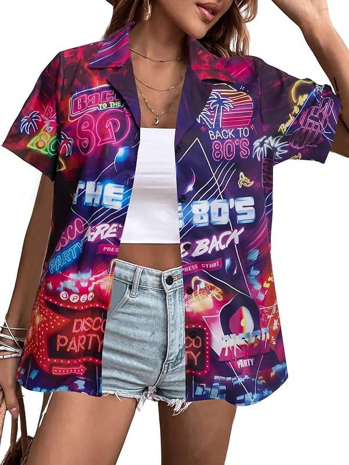 80s 90s Outfit Hawaiian Shirt: Women Retro 80s Disco Kenya Ubuy
