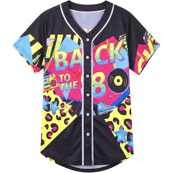 80s 90s Outfit for Women Retro Hip Hop Baseball Jersey, 80s 90s Theme Party Disco Shirt