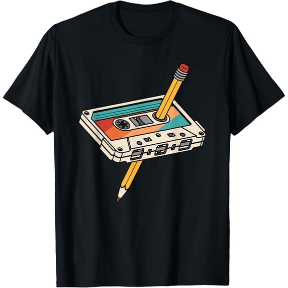 80s 90s Retro Cassette Tape 1980s 1990s Music Vintage Outfit T-ShirtMen and women, Black T-shirt, size: Extra large