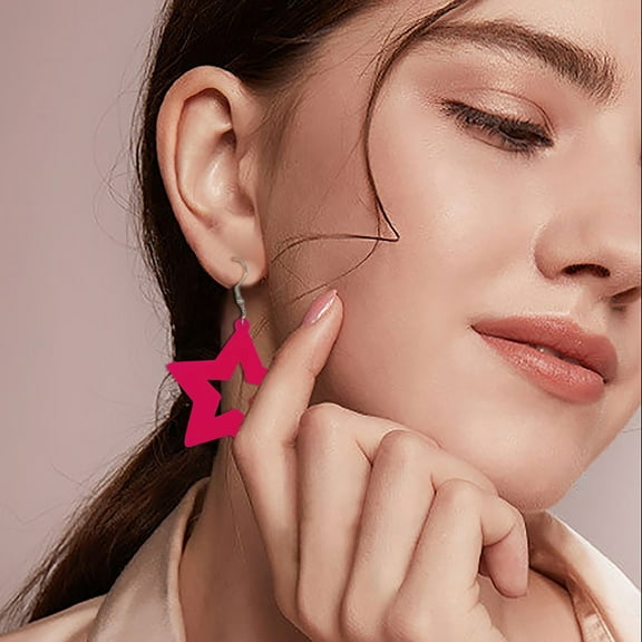 80s 90s Retro Women Earrings Large Geometric Star Pendant Party Jewelry Bright Fashion Accessories for Women