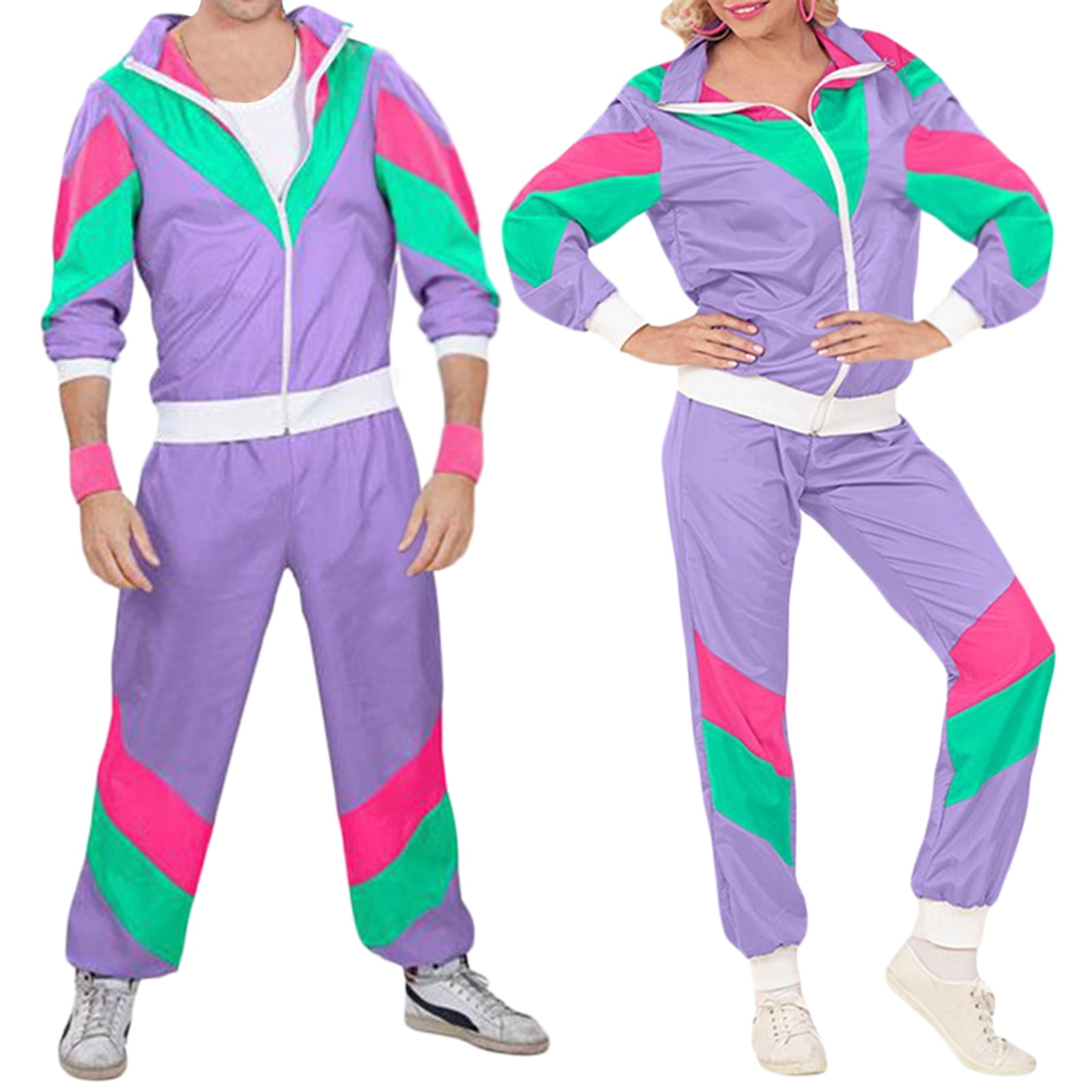CULTURE PARTY 80s Tracksuit for Men Women, 80s Shell Suit Costume for Adult  80s 90s Fancy Dress Disco Outfits : : Toys & Games