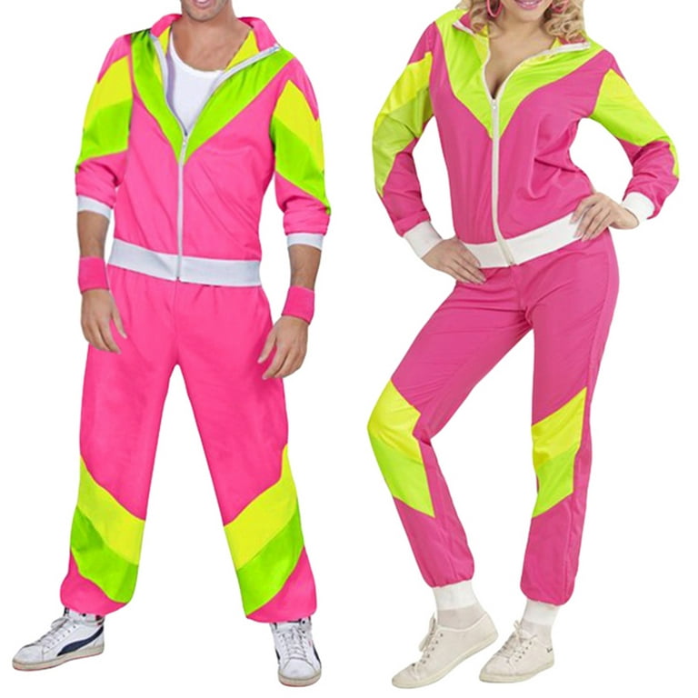 80s/90s Shell Suit Party Dress Costume Retro Tracksuit 90s Hip Hop Costumes  80s Costumes for Men Women Windbreaker and Pants 