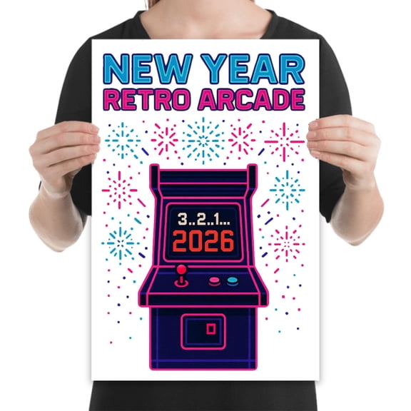 80s Arcade Retro, 13x19 inch poster for gamers and New Year celebration wall decor