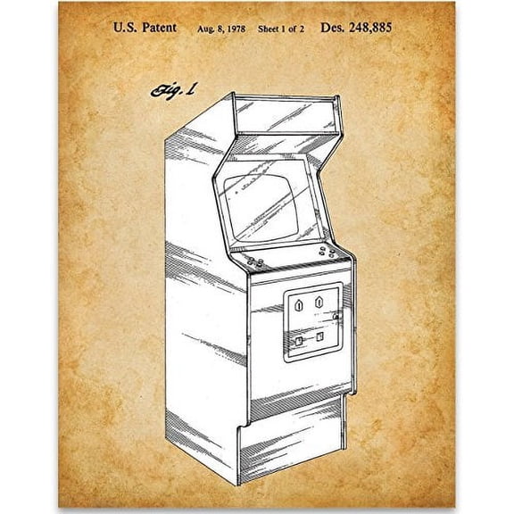 80s Arcade Video Game Patent Print - 11x14 Unframed Patent Print - Great Gift for Gamers