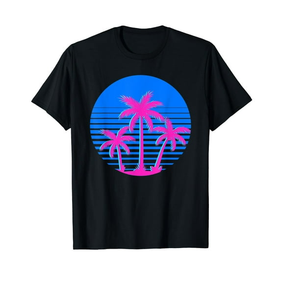 80s Art Tropical Summer Vibes Coconut Palm Trees Vaporwave T-Shirt