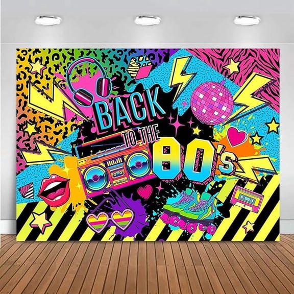 80s Backdrop 80s Party Decorations Hip Hop Back to The 80's Banner Background Retro Radio Graffiti Wall 80 s Theme Decorations Photo Booth Props(7x5ft)