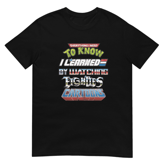 80s Cartoon Graphic Short-Sleeve Unisex T-Shirt (Black, S)