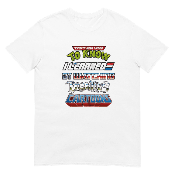 80s Cartoon Graphic Short-Sleeve Unisex T-Shirt (White, S)