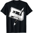thumbnail image 1 of 80s Cassette Tape Pencil 1980s Retro Vintage Music Mixtape T-Shirt, 1 of 4