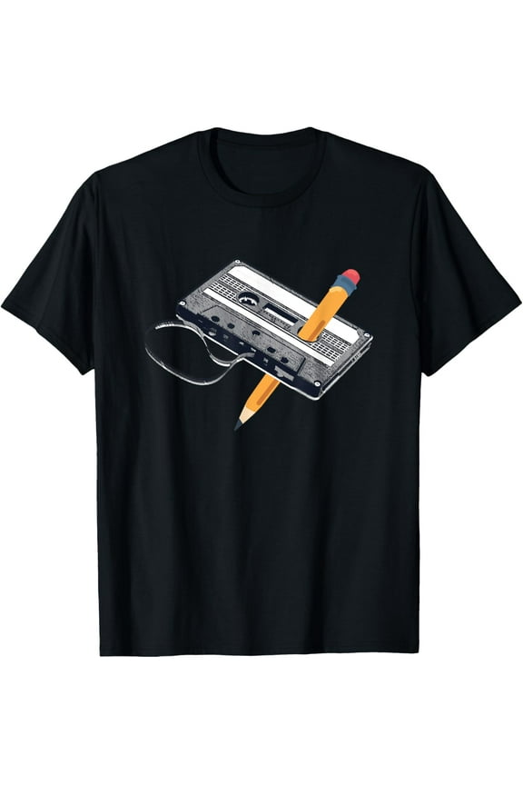80s Cassette Tape Pencil 1980s Vintage Nostalgia Cassette T-Shirt