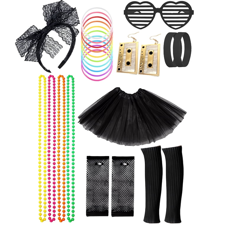 80s Costume Accessories Women Leg Warmers Headband Tutu Earrings Necklace Party Amazon.com: Leadtex Women main image 4