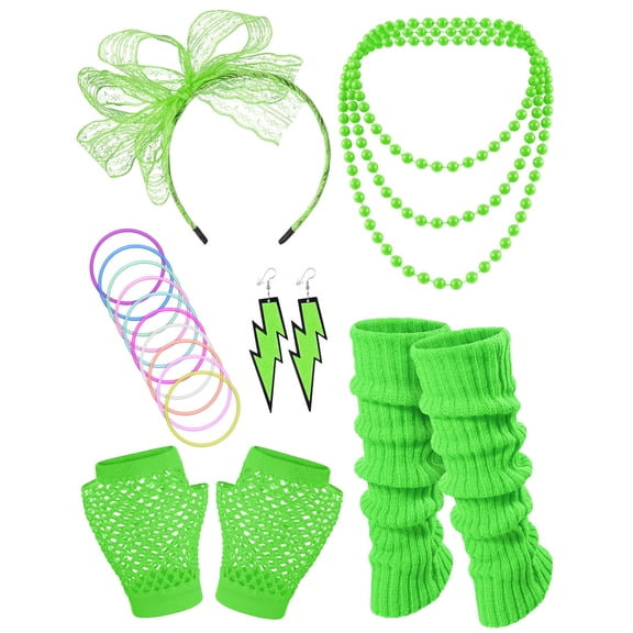 80s Costume Accessories for Women, Halloween Retro 1980s Neon Party Outfit Supplies