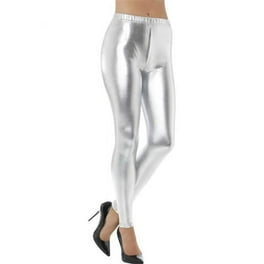 80s Metallic Disco Leggings Adult Silver 80s Metallic Disco Leggings Adult Silver