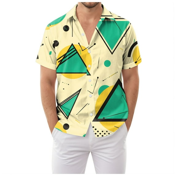 80s Disco Outfit Hipster Free Hawaiian Shirt for Men - Retro 80s Style Short Sleeve Button Down Casual Cuban Shirts for Men Boys