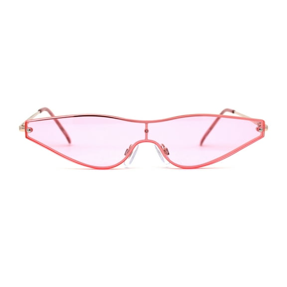 80s Funky Triangle Narrow Shield Retro Sunglasses Gold Pink