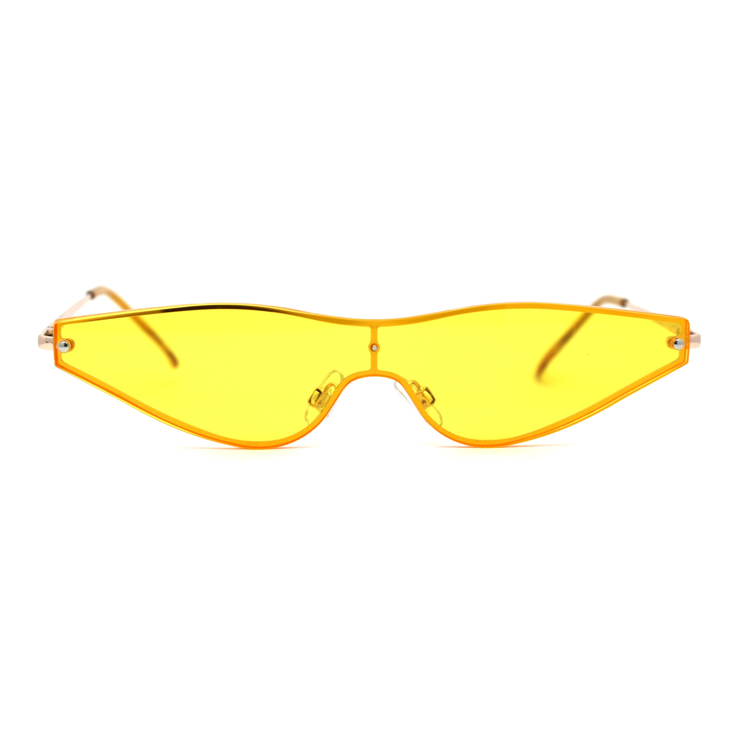 【SISANDI】TRIANGLE / H-CLASSIC 80s Funky Triangle Narrow Shield Retro Sunglasses Gold Yellow