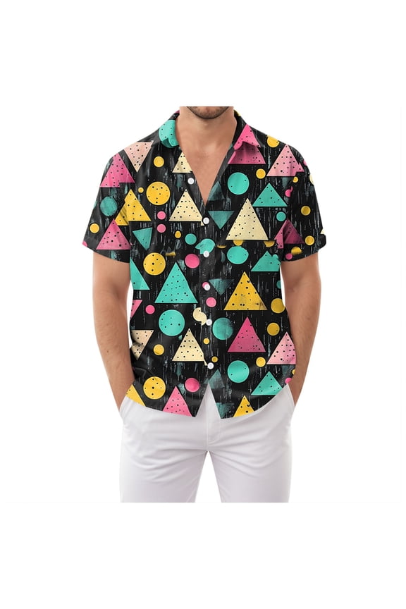 80s Funny Nightclub Tee Shirt Retro 80s 90s Pattern Men'S Casual Short-Sleeved Shirt Button Down Summer Shirt Funny Party Disco