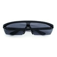 thumbnail image 1 of 80s Half Rim Narrow Rectangle Shield Retro Plastic Sport Plastic Sunglasses All Black, 1 of 8