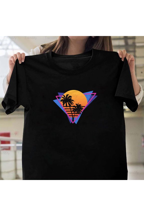 80s Inspired Synthwave Style Sunset Graphic Themed For A H12741 T-Shirt, for Men and Women, Up to Size 5XL