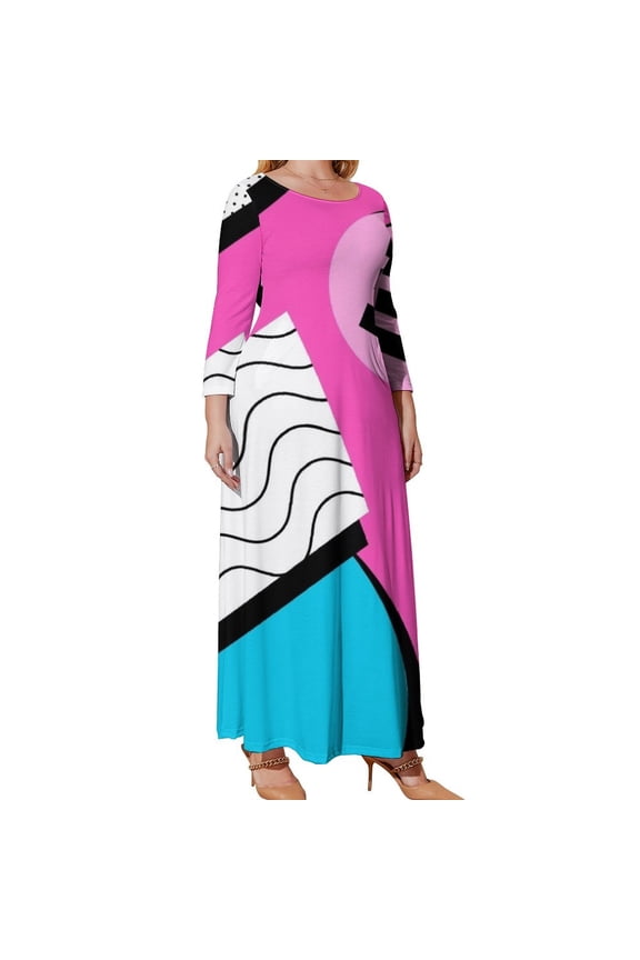 80s Memphis Design Pattern Long Sleeved Dress evening dresses luxury women clothes Party dresses for women