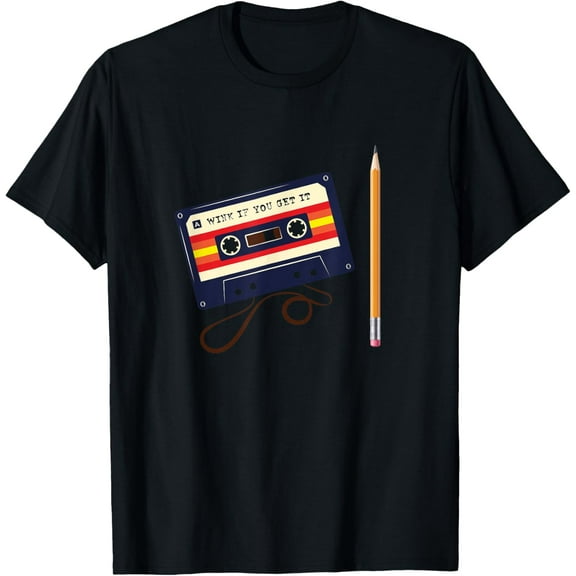 80s Music Lovers Nostalgia Shirts - Cassette Tape & Pencil T-Shirt