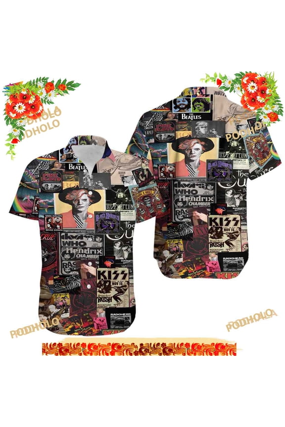 80s Music Rock Band 3D Print Hawaiian Shirt, Tropical Shirt