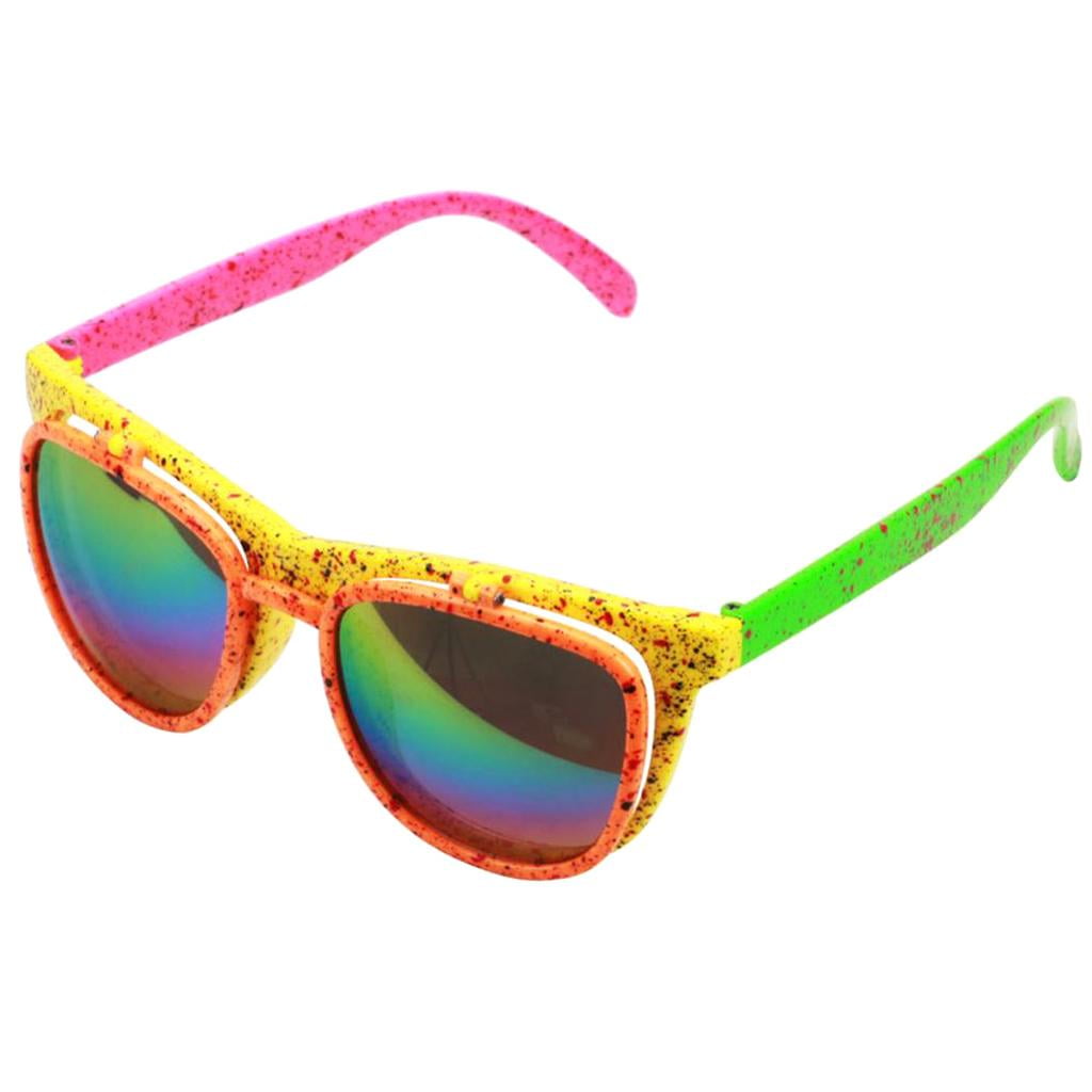 80s Neon Novelty up Sunglasses Double Lens Glasses Club Costumes