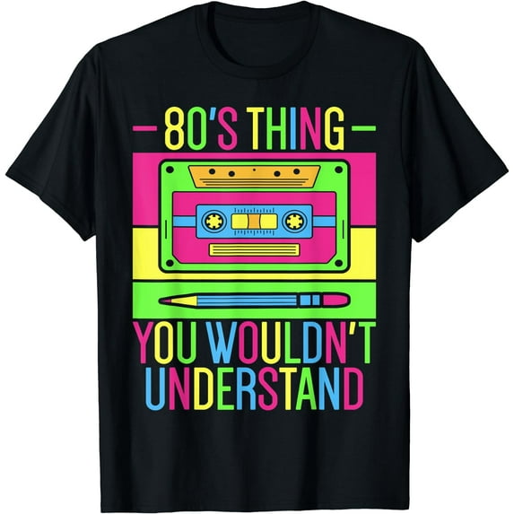 80s Outfit 1980s Fashion 80 Theme Party 80s Costume Eighties T-Shirt Black Medium