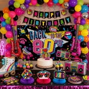 80s Party Decorations, 80 s Theme Birthday Party Decorations Supplies, 1980 s Party Supply With Back To The 80s Banner Backdrop , Radio and Rock Guitar Ballons,