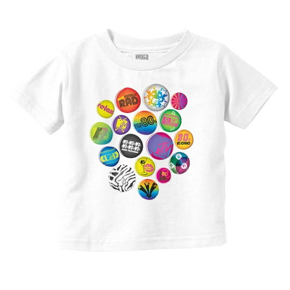 80s Retro MTV Logo Colorful Buttons Toddler Boy Girl T Shirt Infant Toddler Brisco Brands 18M