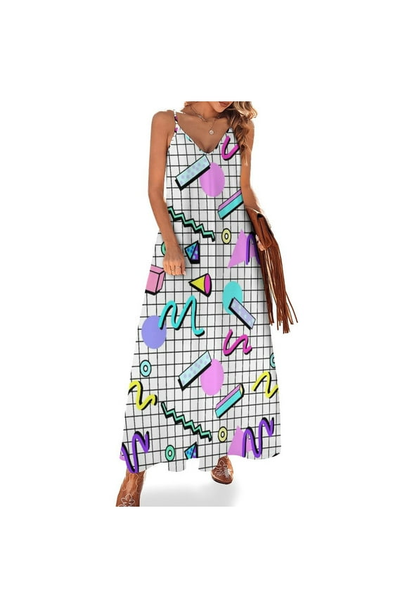 80s Retro Party Grid Design (White BG) Sleeveless Dress prom dress dresses women summer 2025 women's evening dresses